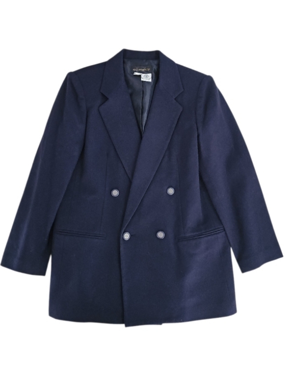 Requirements Wool Blazer Sz 12 Navy Double Breasted Tailored Classic Minimalist